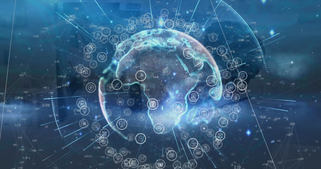 Futuristic Healthcare Interface Overlay Featuring Digital Globe