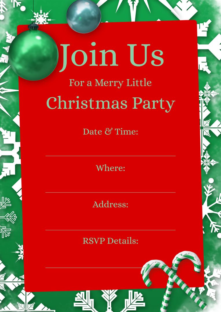 Christmas Party Invitation Card with Festive Decorations - Download Free Stock Templates Pikwizard.com