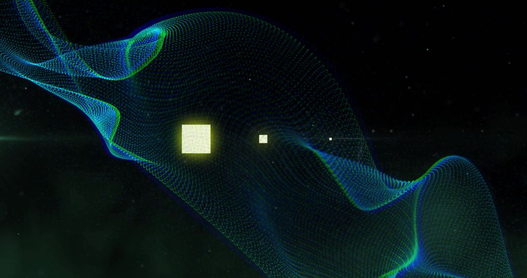 Abstract Digital Wave With Glowing Elements in Futuristic Space