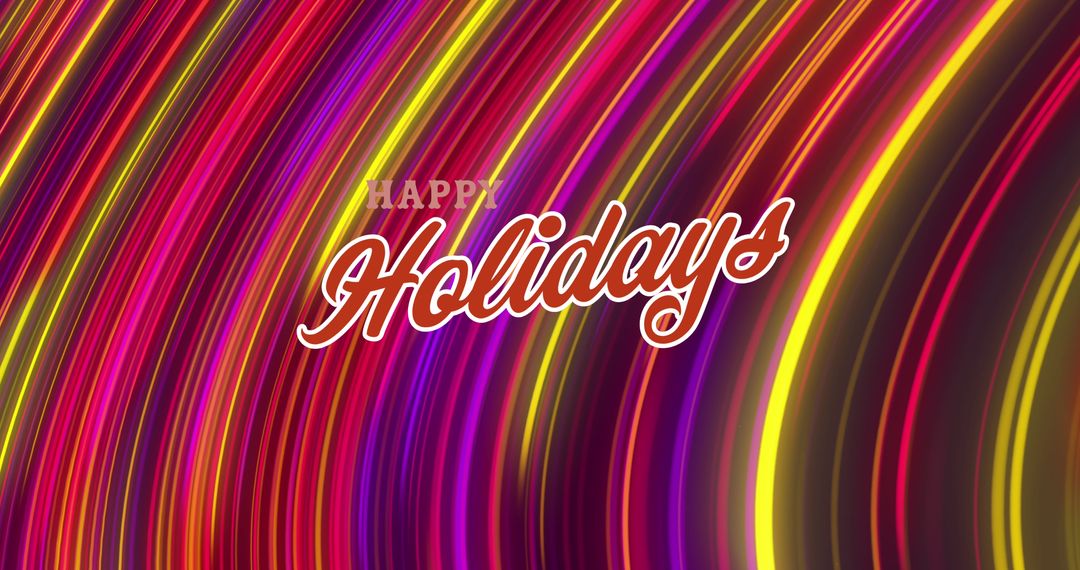 Happy Holidays Text on Colorful Neon Light Trails Background