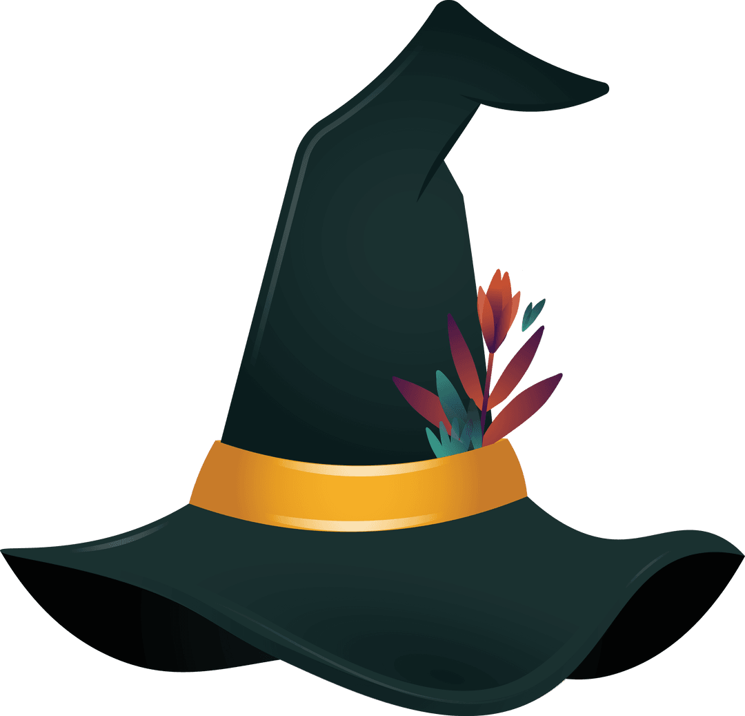 Transparent Witch Hat with Colorful Flower Decoration