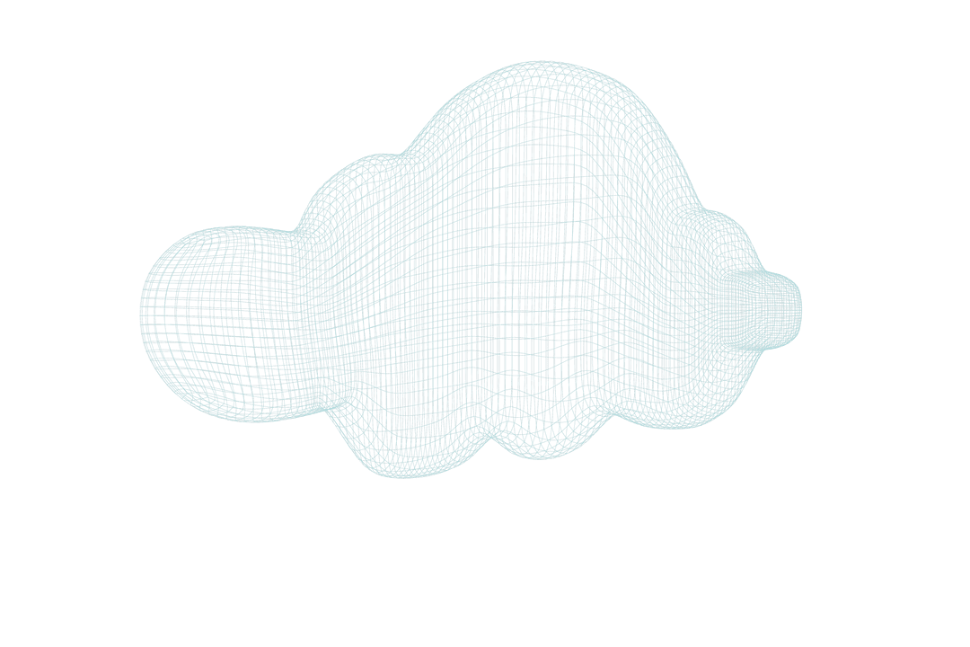 Transparent Wireframe Cloud Shape on Clear Background