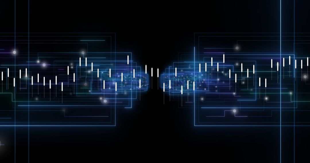 Digital Data Flow on Modern Interface with Neon Lines