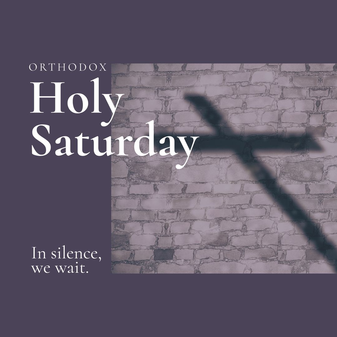 Holy Saturday Cross Shadow on Brick Wall with Text