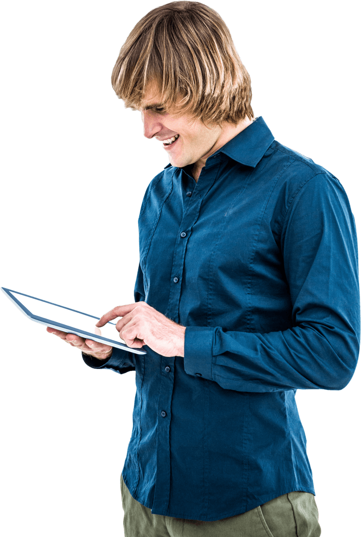 Transparent Businessman Using Tablet Technology