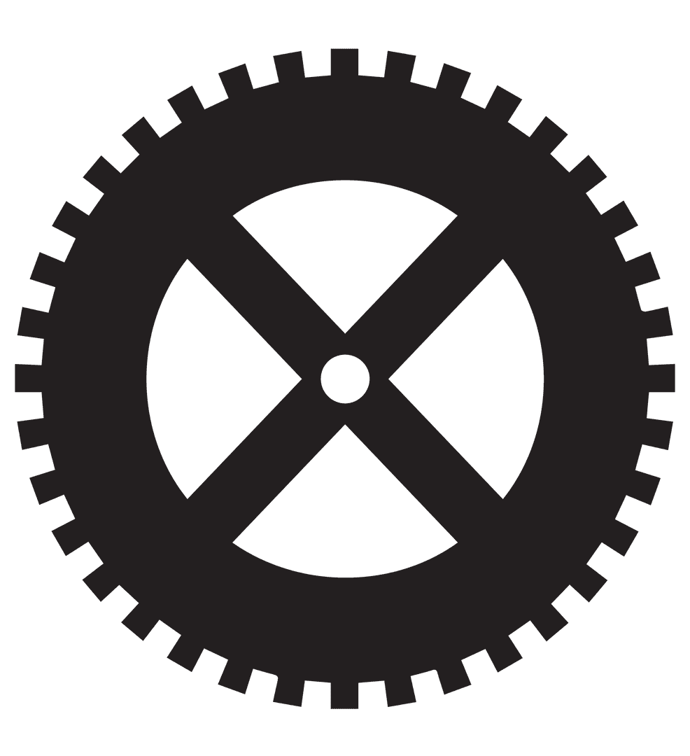 Black Cog Wheel on Transparent Background Digital Illustration