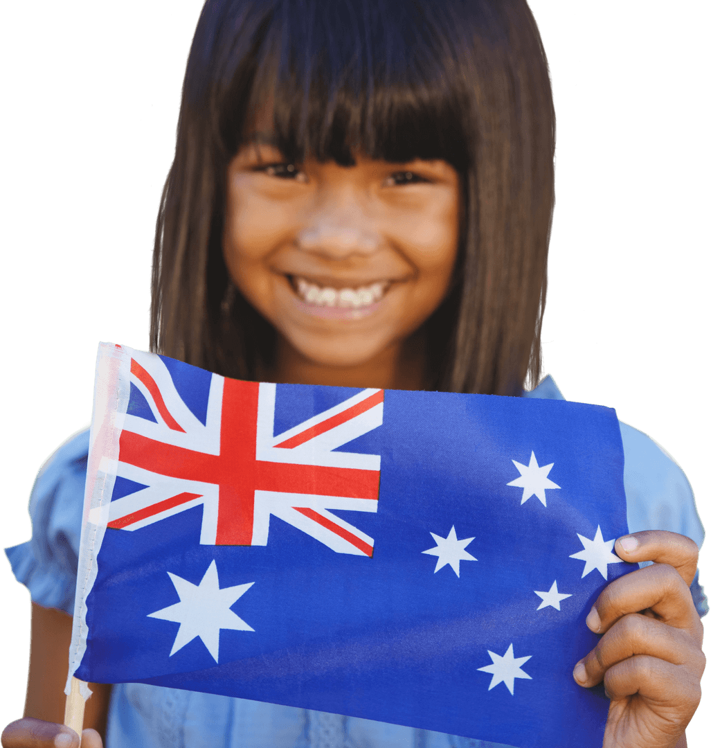 Happy Child Holding Australian Flag Transparent Background