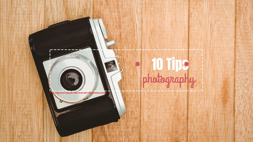 Vintage Camera on Wooden Background with Photography Tips Text - Download Free Stock Templates Pikwizard.com