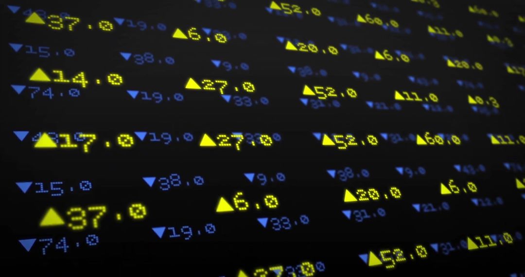 Dynamic Financial Data with Digital Interface on Black Background