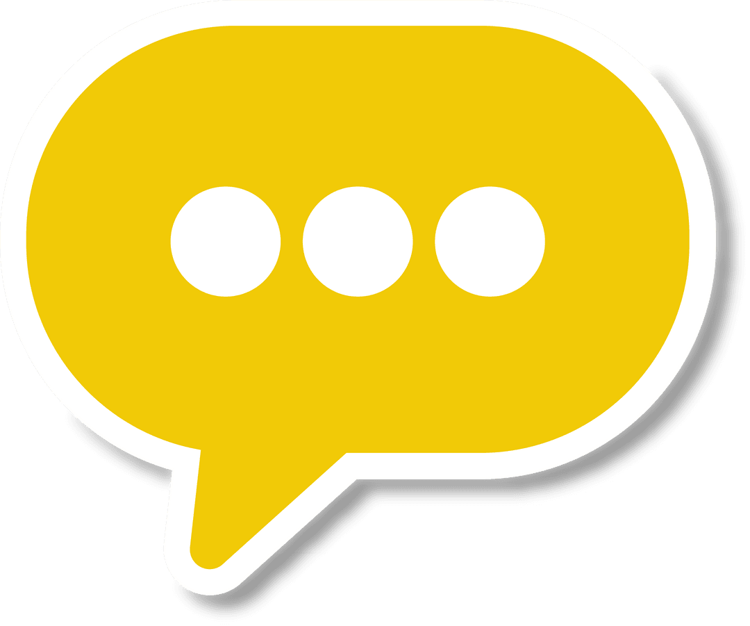 Yellow Speech Bubble with Dots on Transparent Background
