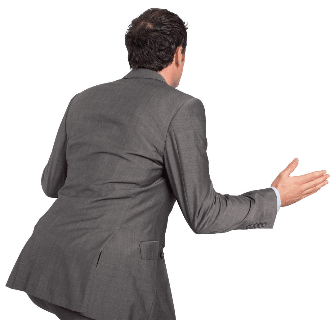 Transparent View of Businessman Gesturing Discussion Pose