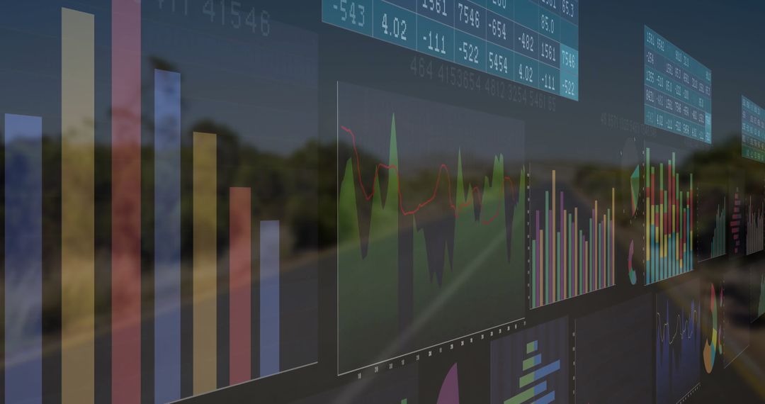 Innovative Analytics Dashboard Overlaid on Rural Landscape