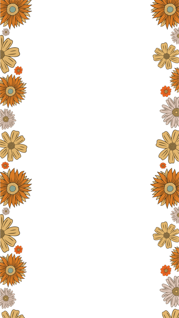 Floral Border with Daisies Transparent Frame for Botanical Designs