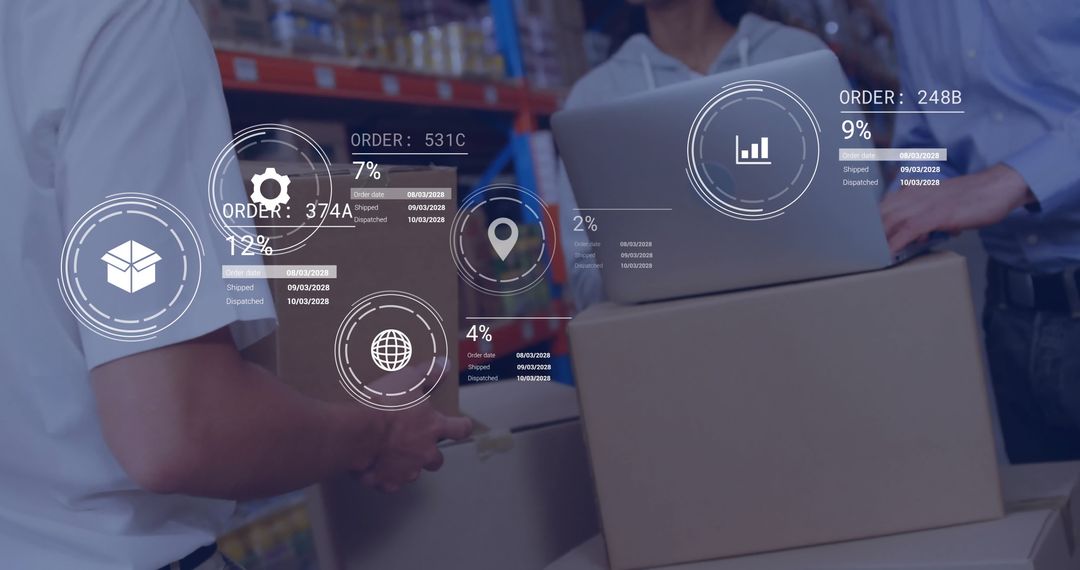 Data-Driven Warehouse Team Analyzing Global Shipping Logistics