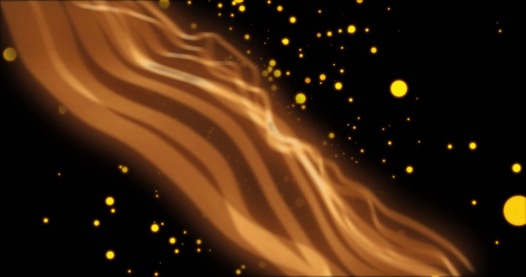 Abstract Flowing Golden Waves with Glowing Particles