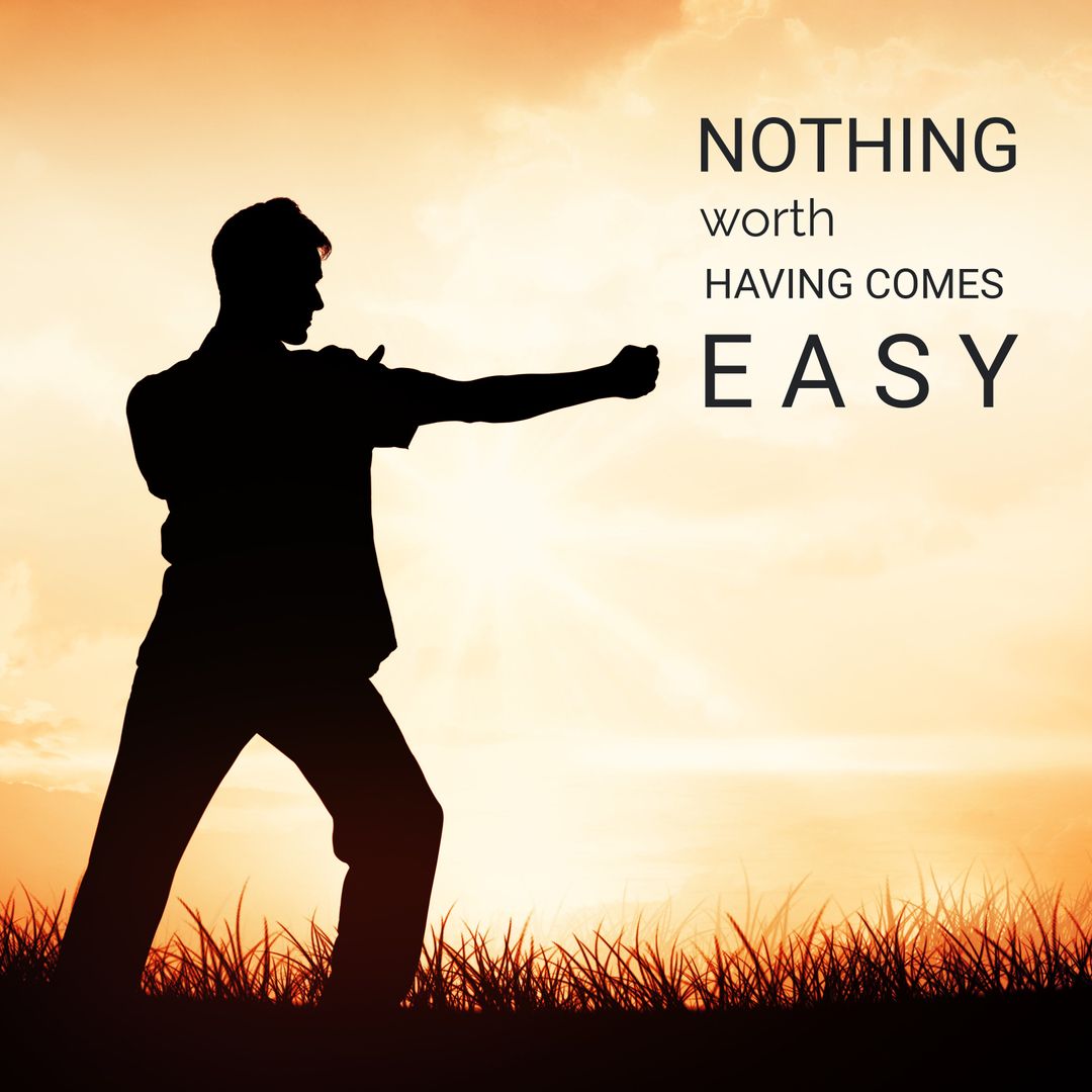 Inspirational Poster with Motivational Silhouette and Sunrise - Download Free Stock Templates Pikwizard.com