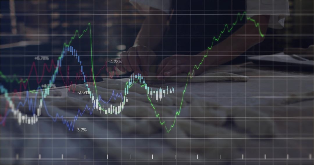 Businesswoman Analyzing Data with Growing Stock Chart Overlay