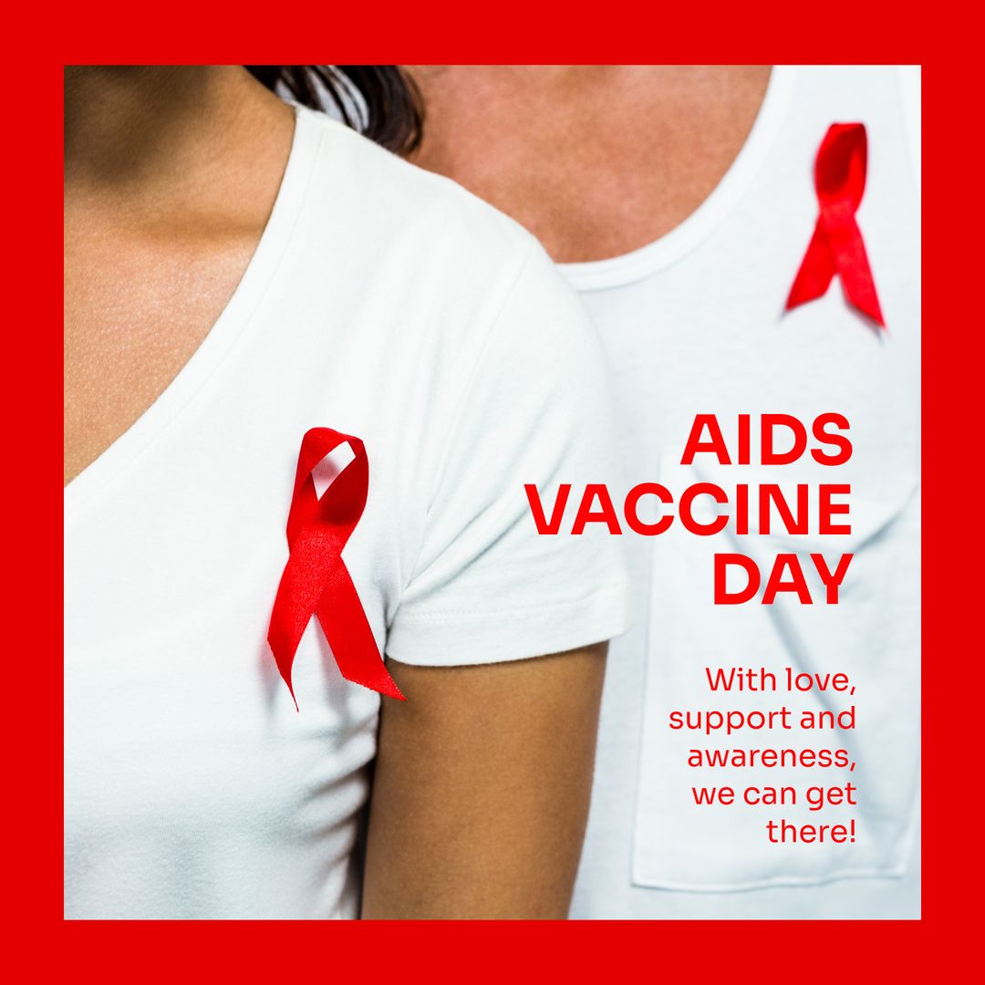 AIDS Vaccine Day Awareness with Red Ribbons