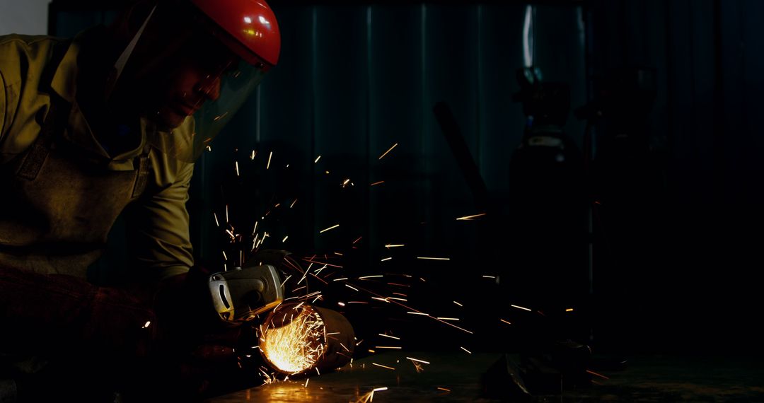 Industrial Worker Using Angle Grinder in Workshop - Free Images, Stock Photos and Pictures on Pikwizard.com