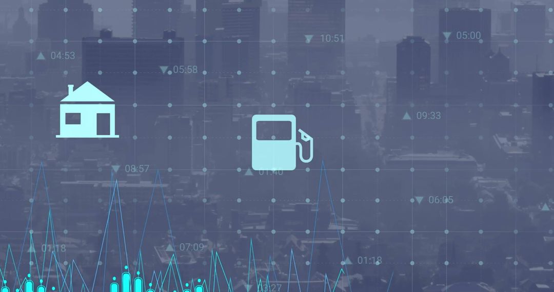 Digital Interface with Data Analytics and Cityscape Overlay