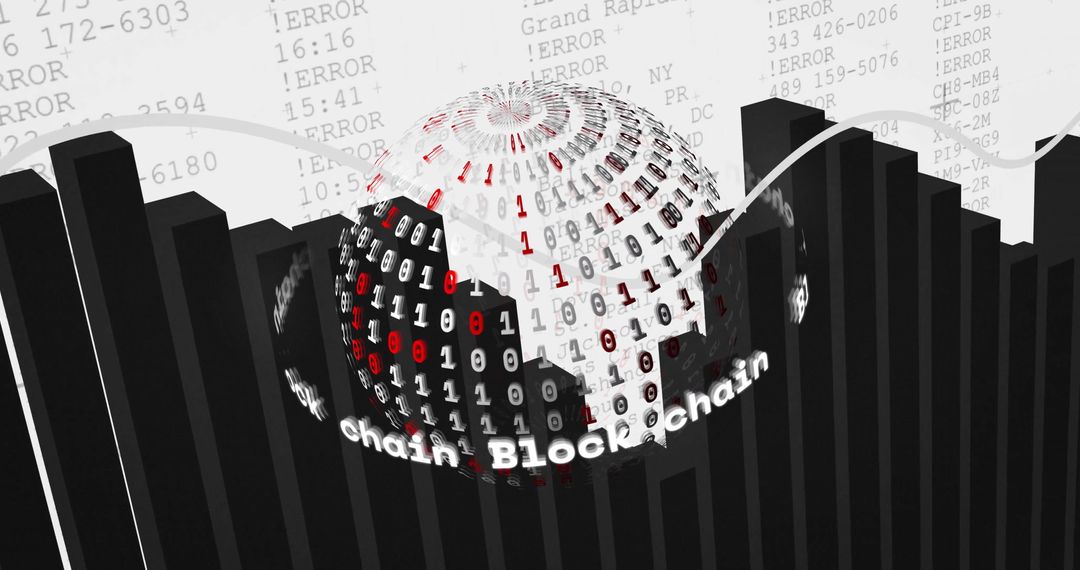 Futuristic 3D Binary Sphere with Blockchain Elements