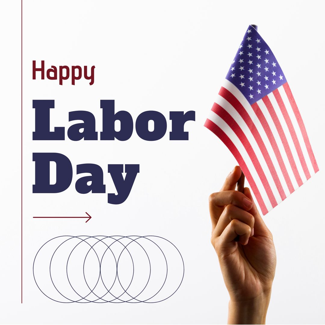 Hand Holding American Flag Celebrating Happy Labor Day
