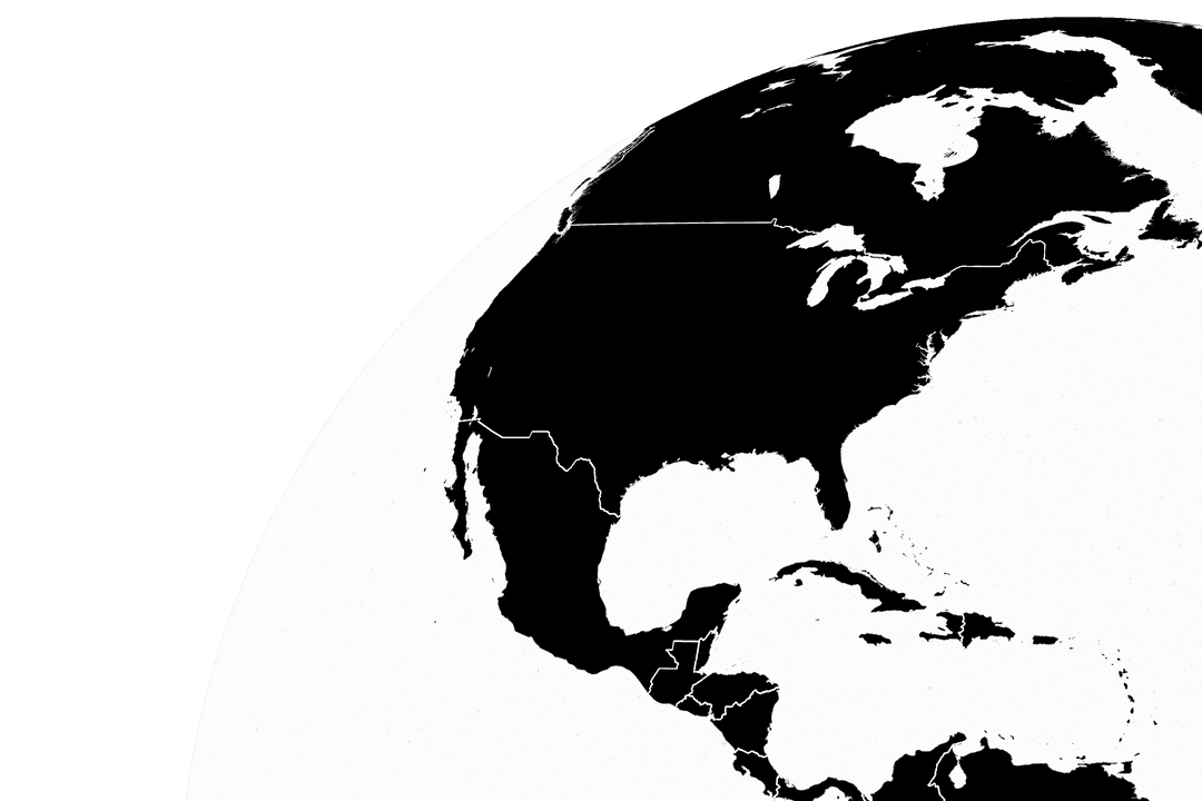 Black and White Globe Illustration on Transparent Background