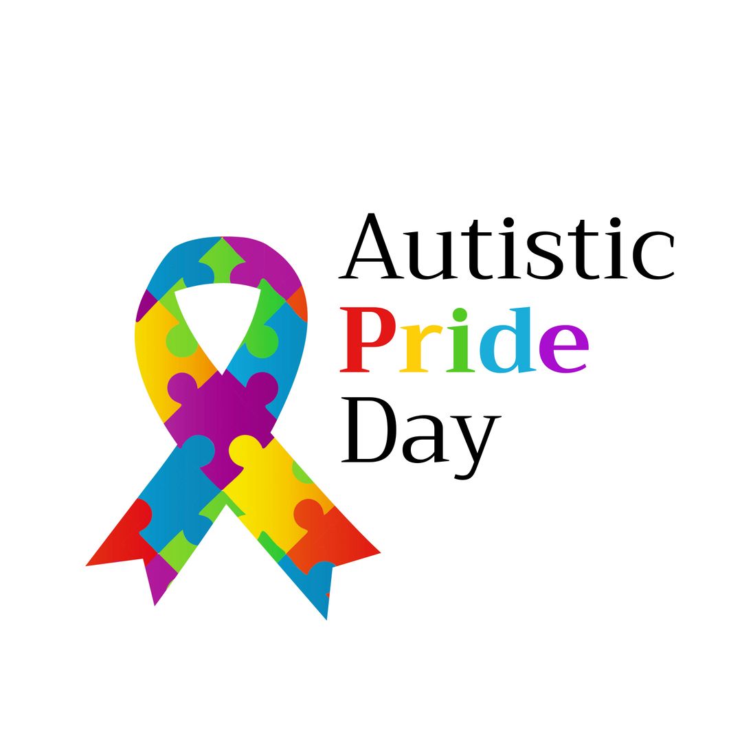 Autistic Pride Day Ribbon with Bright Puzzle Pattern