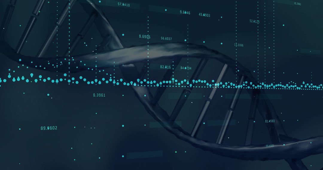 Digital Representation of DNA Double Helix with Binary Code Background