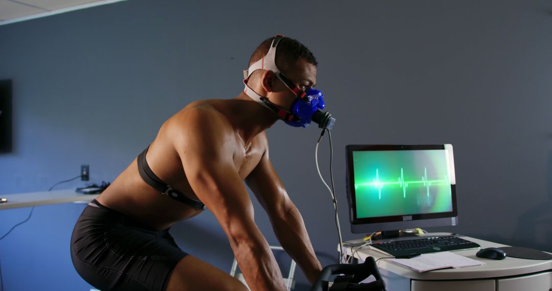 Athlete Undergoing VO2 Max Test During Intense Cycling Workout - Free Images, Stock Photos and Pictures on Pikwizard.com