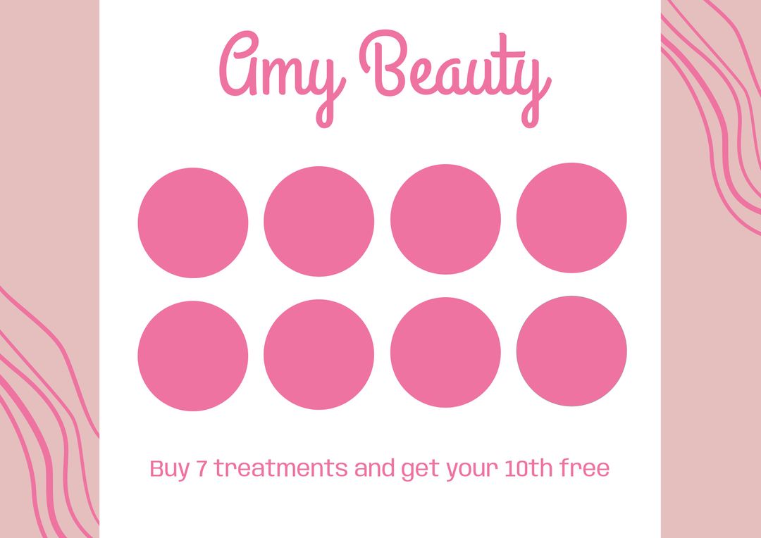 Beauty Loyalty Card with Treatment Offer in Pink - Download Free Stock Templates Pikwizard.com