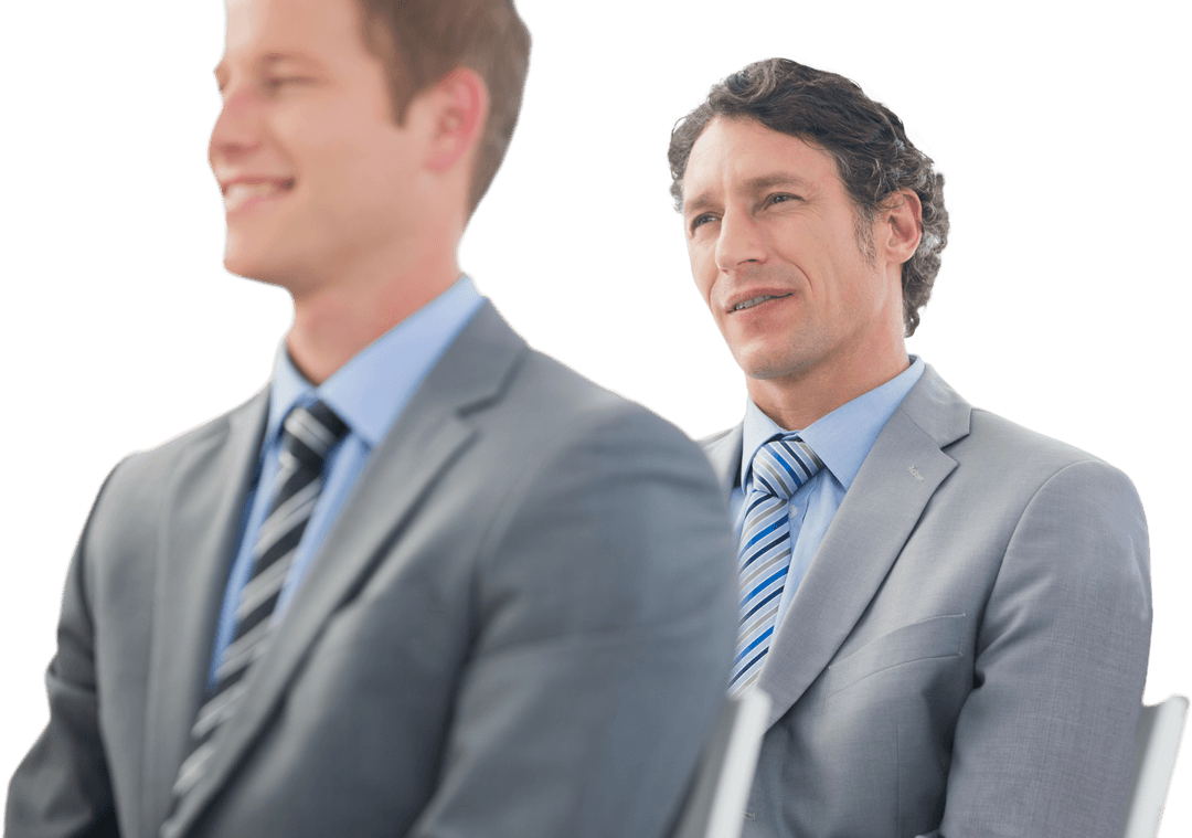 Smiling Caucasian Businessmen on Transparent Background