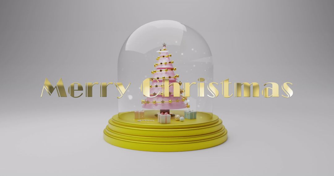 Christmas Snow Globe with Tree and Merry Christmas Text