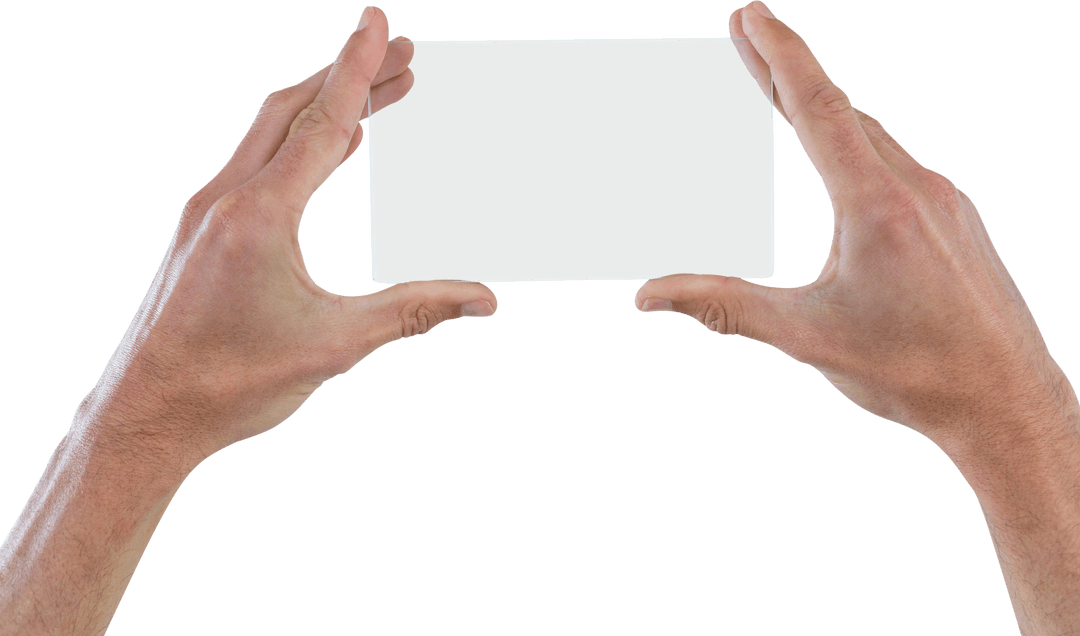 Hands Holding Transparent Futuristic Digital Tablet Technology