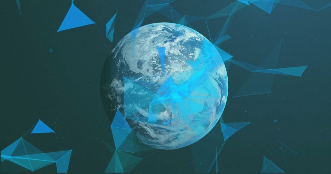 Earth with Digital Network Connections on Abstract Background