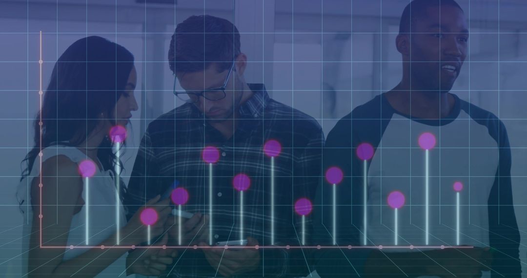 Business Team Analyzing Graph with Technology in Modern Office