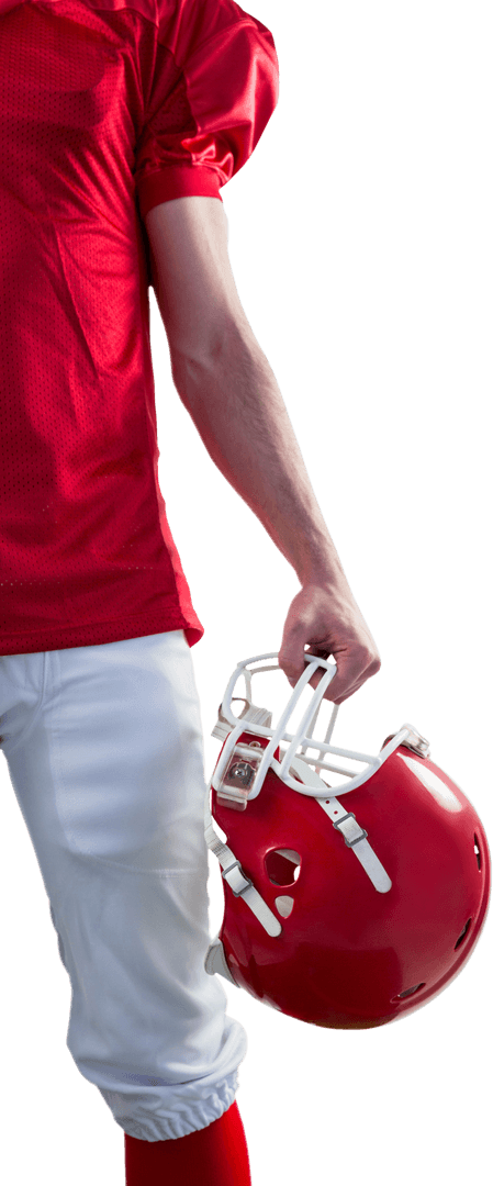 Transparent American Football Player with Helmet in Hand