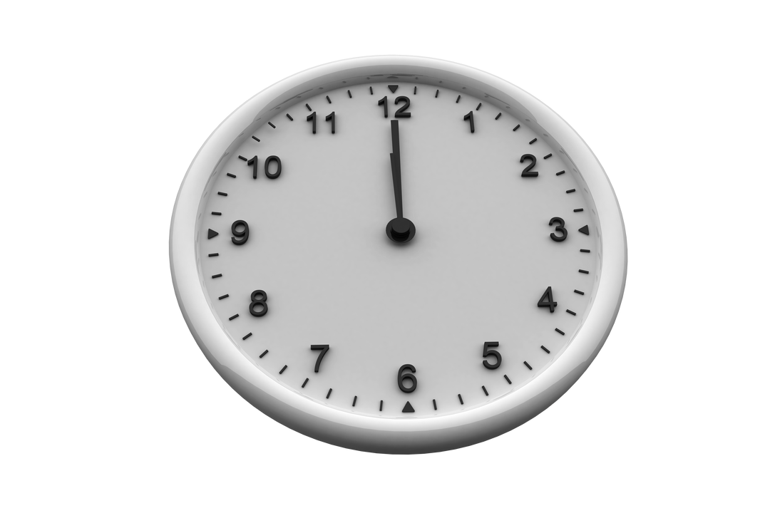 Transparent Minimalist White Clock Showing Midnight - Download Free Stock Images Pikwizard.com