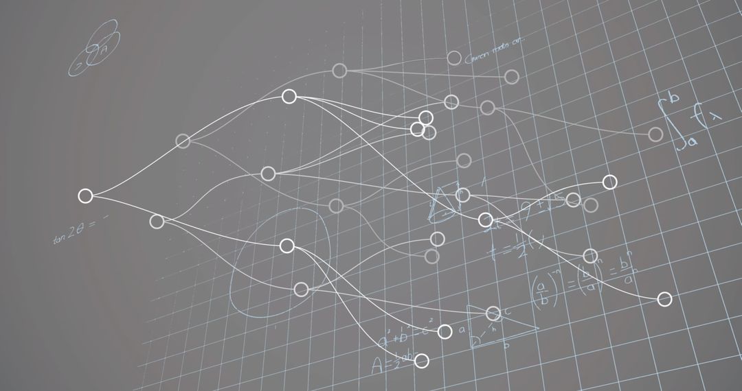 Geometric Network Graph with Mathematical Formulas on Beige