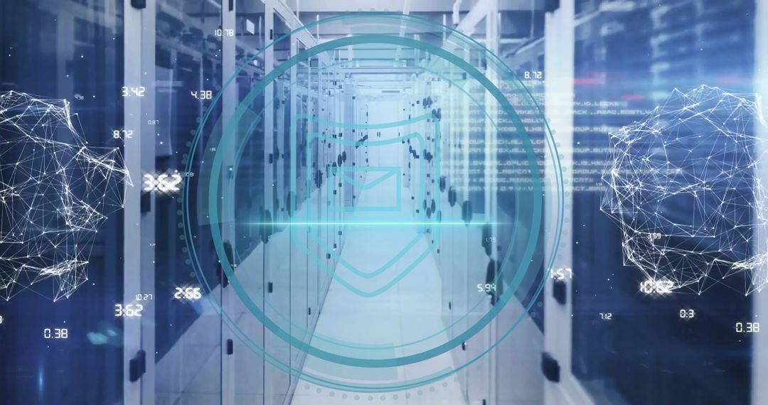 Cyber Security Digital Concept on Modern Server Room Background