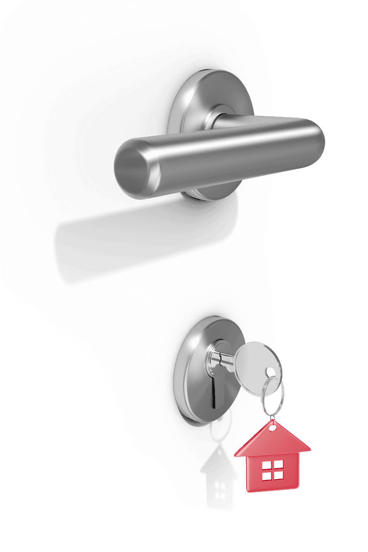 Transparent Door Lock Handle with Key in Keyhole Illustration