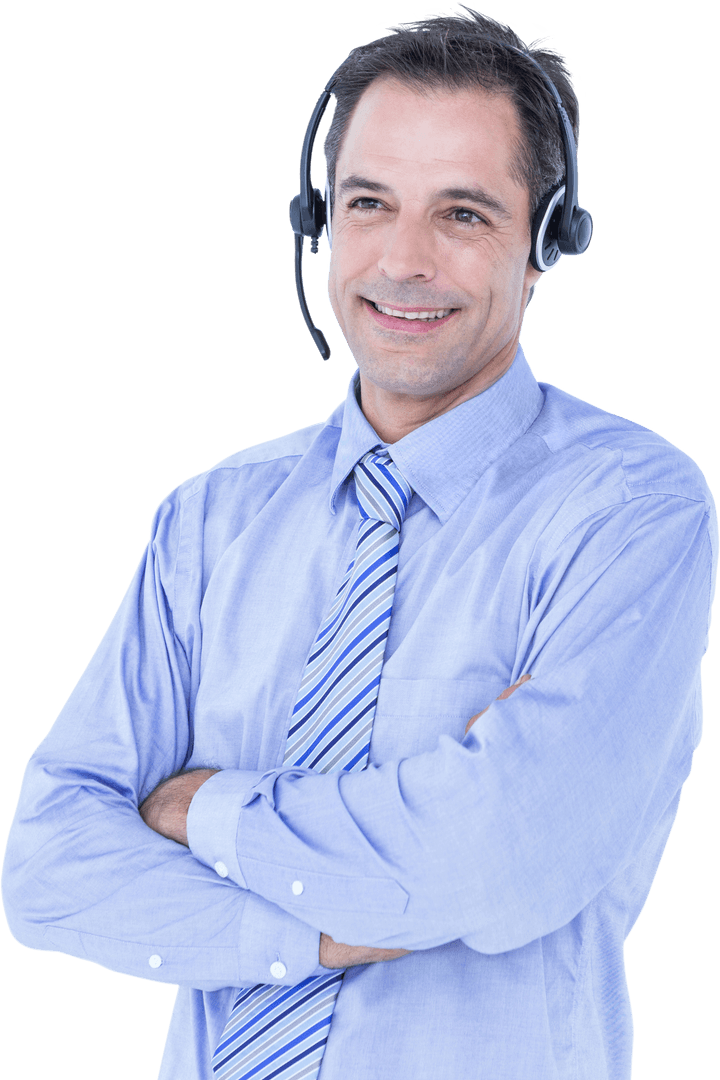 Smiling Call Center Professional with Headset Transparent Background