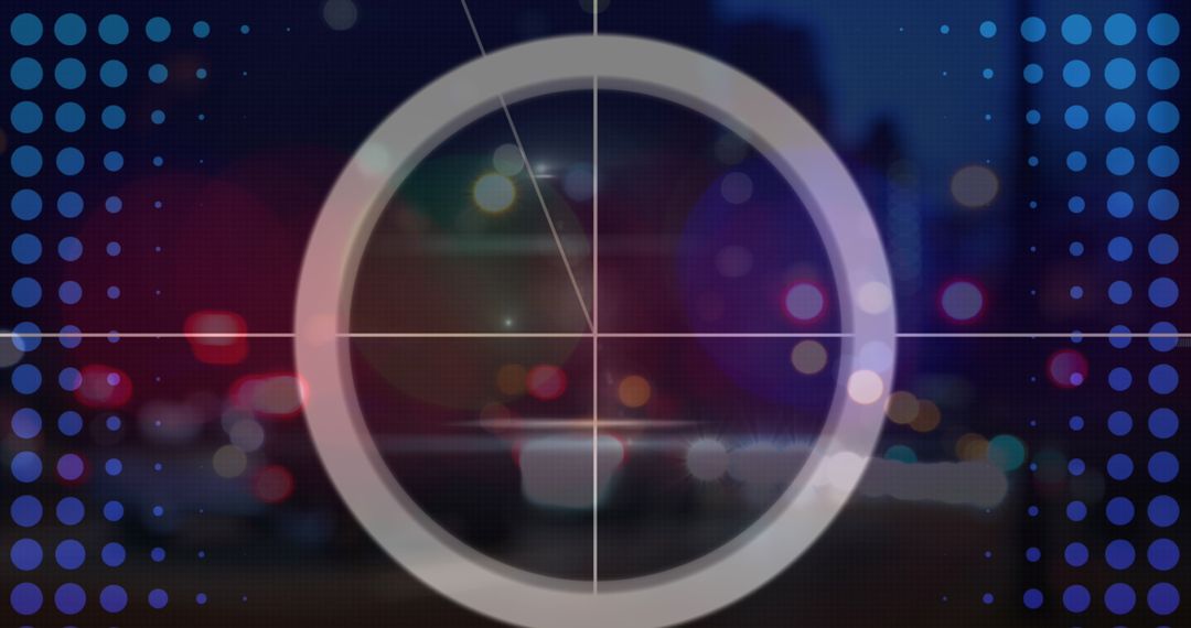 Vibrant Abstract Digital Art with Bokeh Lights and Circular Geometry