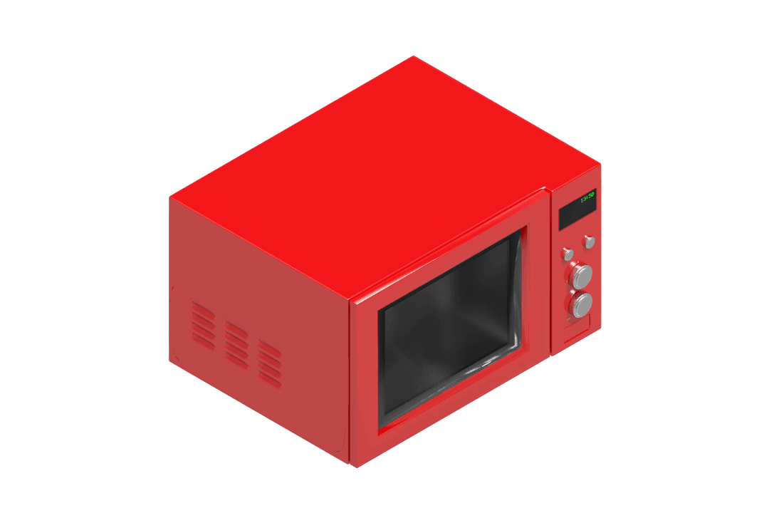 Transparent Red Microwave Oven from Above