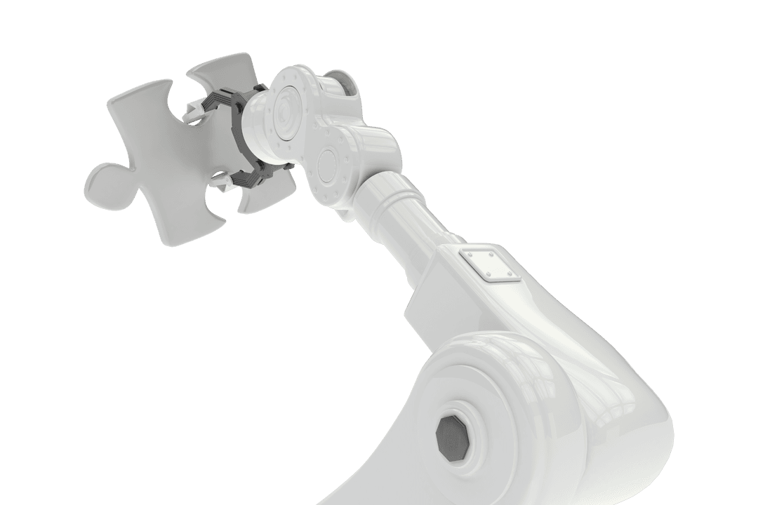 Transparent Robotic Arm Solving Puzzle Vector