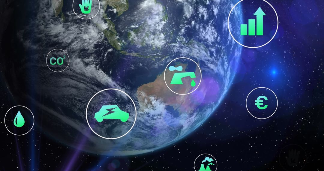 Digital Eco Icons and Global Connectivity Visualization