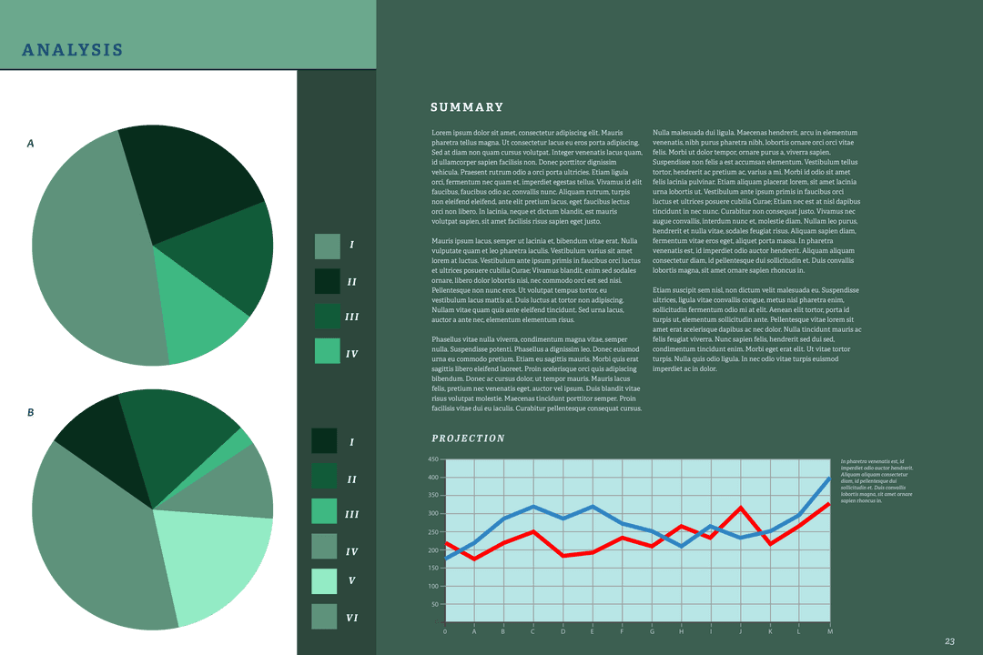 Green Diagrams with Data Visuals on Transparent Background