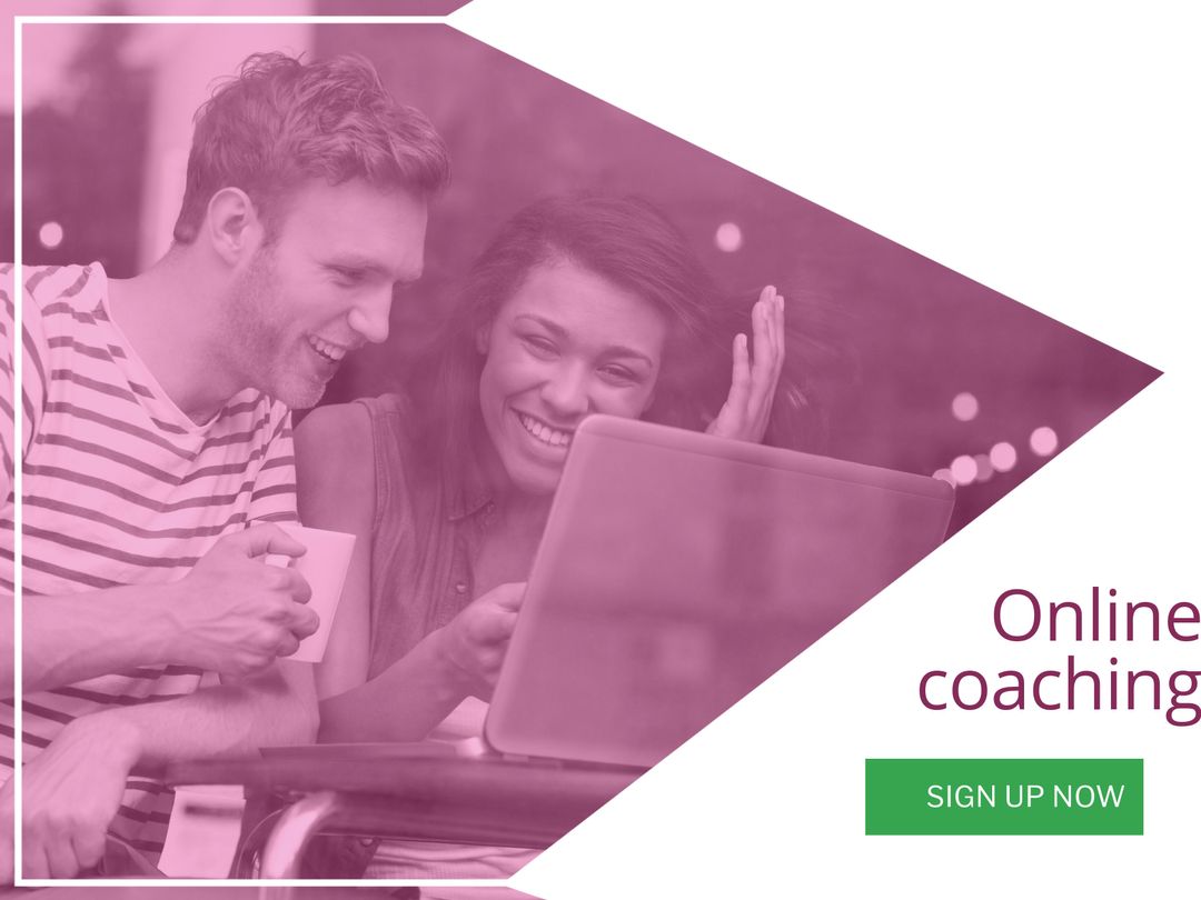 Cheerful Couple Learning Together with Online Coaching