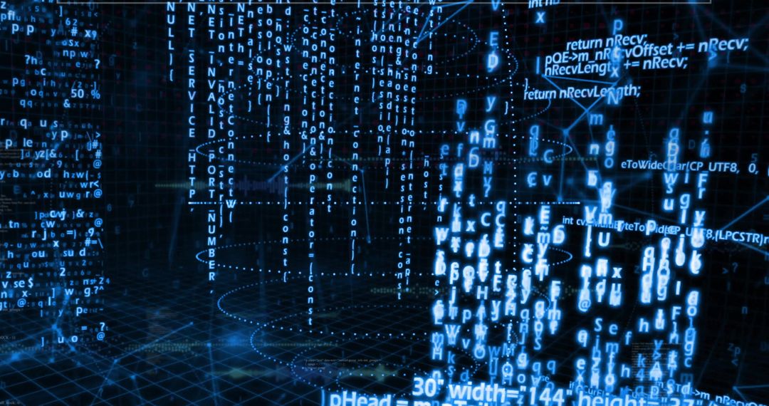 Futuristic Digital Data Flow on Black Background