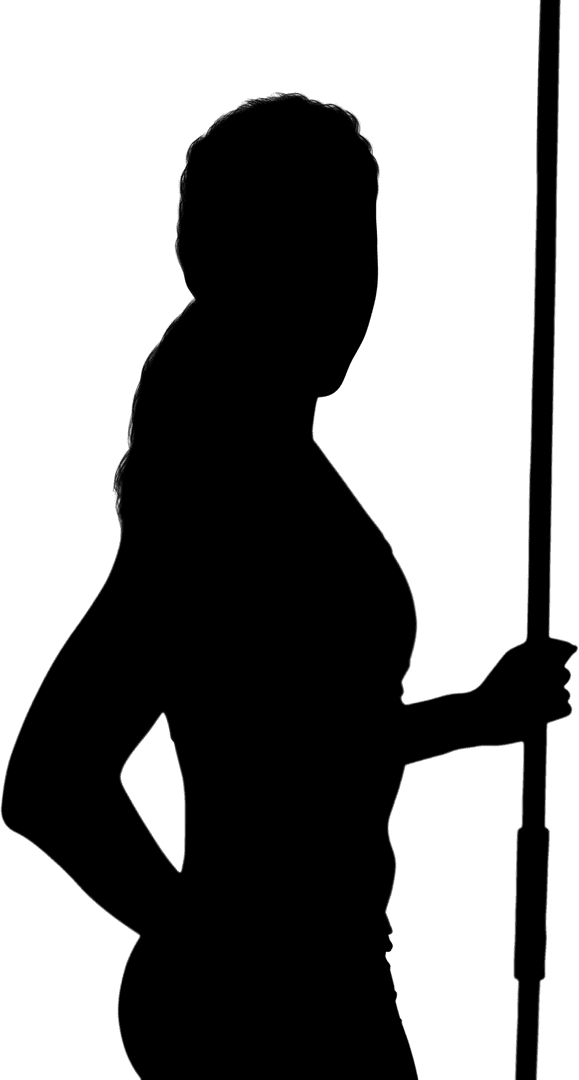 Silhouette of Athlete with Pole on Transparent PNG Background